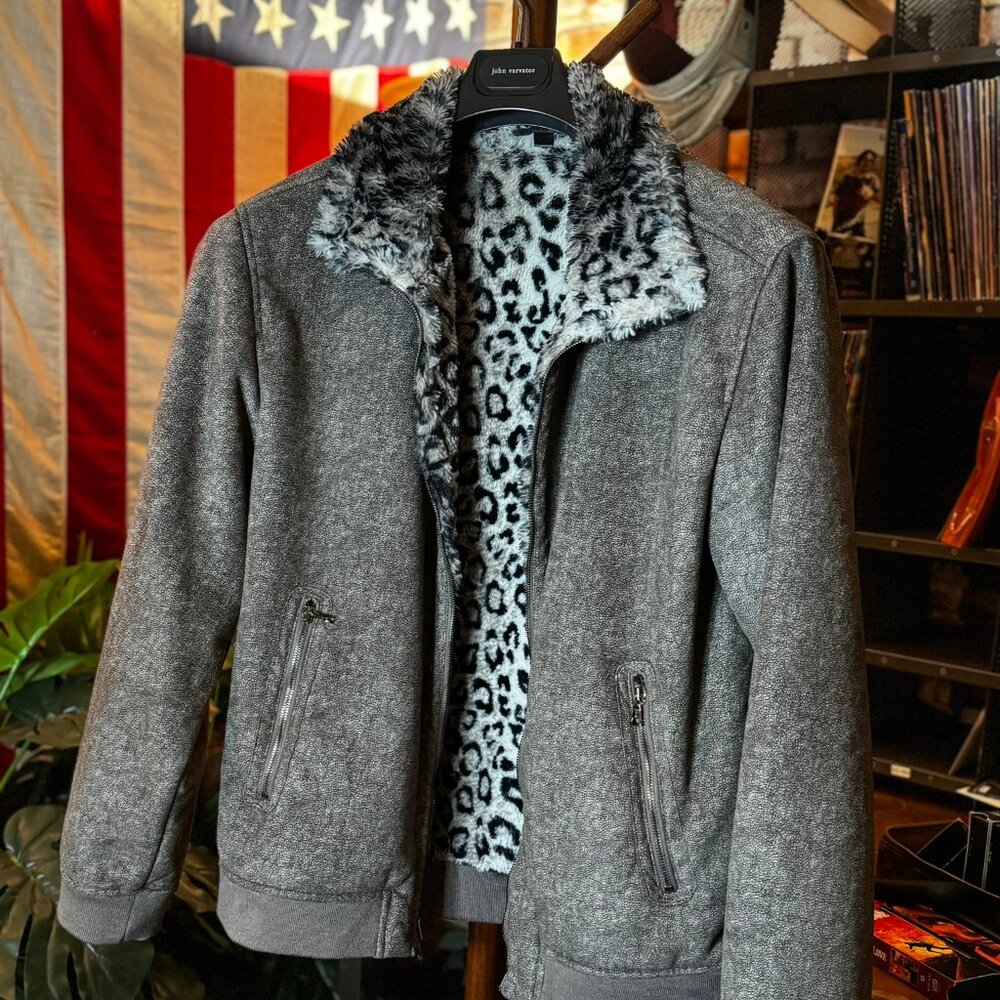 JOHN VARVATOS Faux Leopard Print Bomber "Monteiro" JACKET (sz. IT 48)